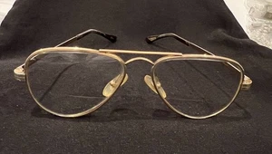 Aviator Gold Metal Eyeglasses LOTTET Frame Made in France Mens 54/18 5-1/2 - Picture 1 of 9