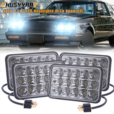 Faros LED de haz alto/bajo DRL para Buick Regal Electra 1982-1987 4 piezas 4X6 pulgadas Foto 1 de 4