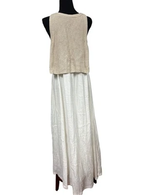 Maxi Vestido Anthropologie Moth Talla Lg Sin Mangas Suéter Dosfer Gasa Beige Foto 1 de 4