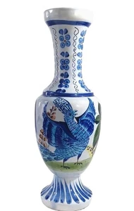 Vintage XL handbemalte signierte Tonala Mexico Keramik Vase mit Pfauen Design,  - Bild 1 von 12