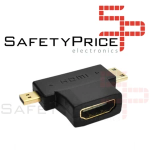 Conector Adaptador Convertidor 3 en 1 HDMI hembra a mini y micro HDMI macho C-23 - Imagen 1 de 2