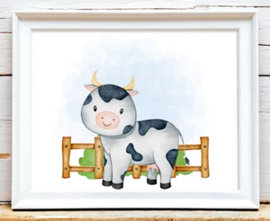 Nursery Wall Art Print, Cow Kids Room Art Print, Baby Wall Decor Print #52 - Picture 1 of 2
