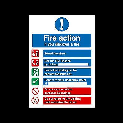 Fire Action If You Discover Fire Plastic Sign OR Sticker - A6 A5 (FA99) • 1.39£