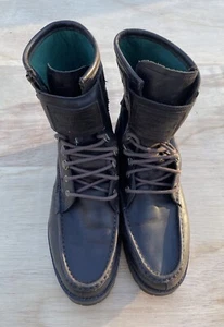 POLO RALPH LAUREN Wolcott Boots Ranger Big Logo Buckle Men’s Dark Brown SZ 10.5D - Picture 1 of 8