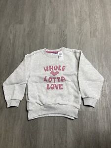 Old Navy Whole Lotta Love Crewneck Sweatshirt Girls Size 4T Gray Pink NWT