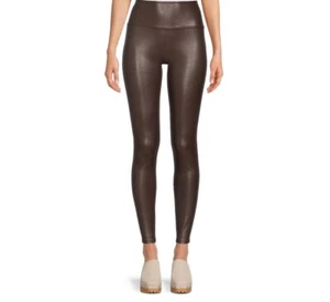 Time & Tru Women's Faux Leather Ankle Leggings; S 4-6, Brown , 28 Inseam - Picture 1 of 5