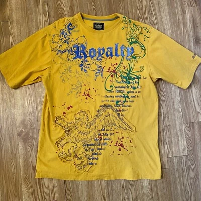 Old Skool 90s Royalty T Shirt Yellow Mens XL D - Image 1 of 4