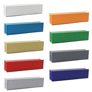 Evemodel 9pcs Different Colored HO Scale 1:87 Blank 40ft Shipping Containers - Picture 1 of 6