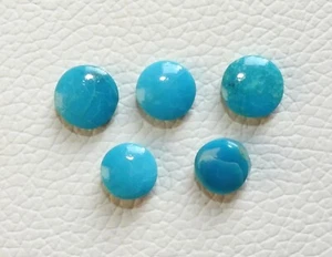 18.40CT SLEEPING BEAUTY ARIZONA TURQUOISE ROUND CABS 5PCS 9X9 TO 10X10 GEMSTONE - Picture 1 of 3