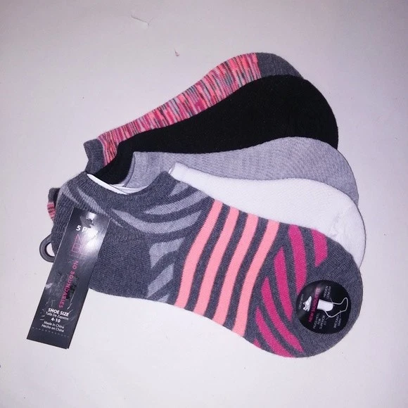 Conjunto de 5 Meias Sem Limites Sapato Tamanho 4-10 Ajuste Colorido Fio Absorvente Novo - Imagem 1 de 3