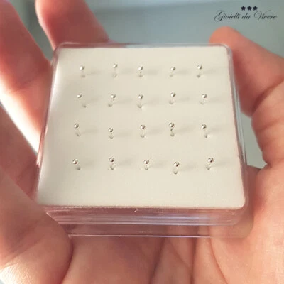 20 PEZZI ORECCHINI ARGENTO 925 DONNA BAMBINA SCATOLA PALLINA PIERCING