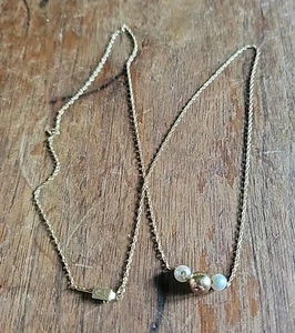 Cadena giratoria de cuerda de oro amarillo de 14K de 18" con perlas de 4 mm y cuentas deslizantes de perlas de oro de 6 mm - Imagen 1 de 10