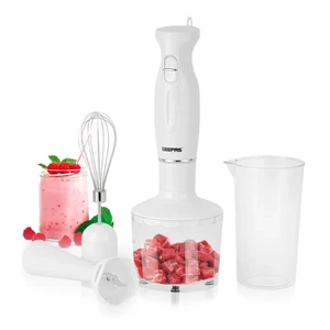 Geepas 4-in-1 Hand Blender Set – 200W Stick Mixer with Whisk, Chopper & Beaker - Picture 1 of 10