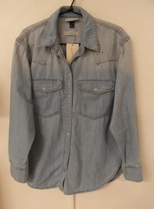 Universal Thread Star Western Shirt Light Denim Oversized Fit Women's Size S NWT - Picture 1 of 12