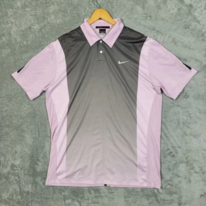 Nike Tiger Woods Golf Polo Shirt Mens Large Dri Fit Pink Gray Mesh Back - Picture 1 of 9