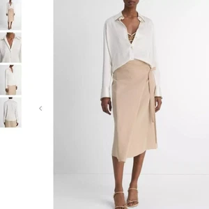 Vince. Cream Long Sleeve Collar Button Down Silk Shirt - XL - Picture 1 of 5