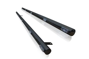 To Fit 07-14 Ford Transit MK7 LWB NEGRO barras laterales de acero inoxidable escalones + LED blancos - Imagen 1 de 5