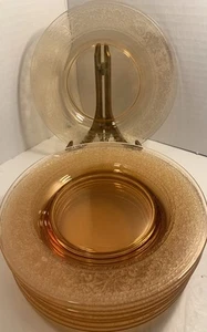 Sale ATQ 8 Fostoria Glass Royal Amber Stem #869 Etch #273 BasketFlower 8" Desert - Picture 1 of 23