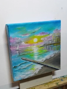 Art 6"/6" Arcadia, Odessa, stretched canvas, Sunset, Original Oil Painting - Picture 1 of 7