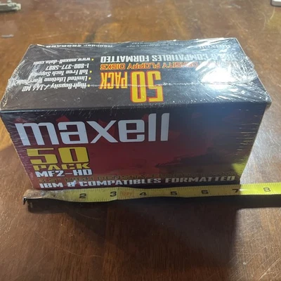 Maxell MF2-HD 3.5" Floppy Disks 50 pack Sealed NOS High Density - Image 1 of 4