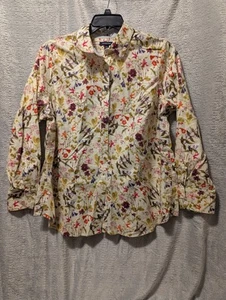 Lands' End Button Front Womens Floral Print Cotton Shirt Size 18W Long Sleeve - Picture 1 of 7