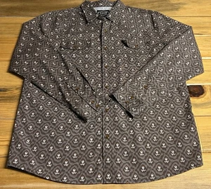 Gibson Brown Floral Pearl Snap Long Sleeve Button Down Western Cowboy L Shirt - Picture 1 of 15