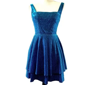 City Triangles Party Dress Junior Size 1 Teal Blue Sparkle Fairycore Glam Event - Picture 1 of 16