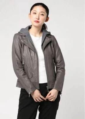 DOMA Leather Hoodie Jacket Removable Hood Size 38 - Image 1 of 4