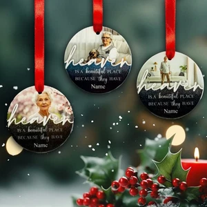 Personalisierte Christbaumkugel Himmel Denkmal Foto Name Keramik Ornament Geschenk - Bild 1 von 9