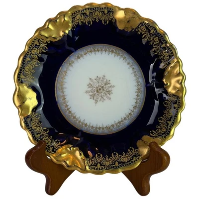 De Colección B & H Limoges Azul Cobalto con Plato de Pan Dorado Porcelana Fina 6" Foto 1 de 4