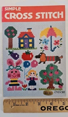 RARE OOP HTF Ondori Simple Cross Stitch Pattern Book by Misako Murayama 1976 EUC - image 1 of 4