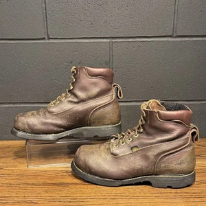 Vintage Carolina Brown Leather Steel Toe Work Boots 10.5 EE Union Made In USA - Picture 1 of 8