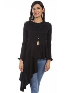 Scully Western Shirt Womens L/S Asymmetrical Peplum Black F0_HC623 - Picture 1 of 2