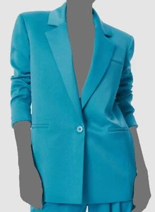 $595 Alice + Olivia Women's Blue Shan Solid Oversized Blazer Jacket Coat Size 4 - Picture 1 of 4
