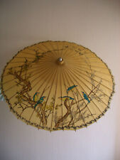 Vintage  Sonnenschirm aus China, Bambus, Reispapier, Vogelmotive, TOP