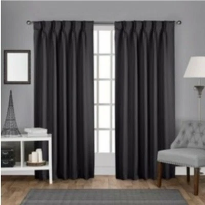 Exclusive Home Curtains Sateen Blackout Pinch Pleat 2 Curtain Panel 52"×84", L11 - Image 1 of 4