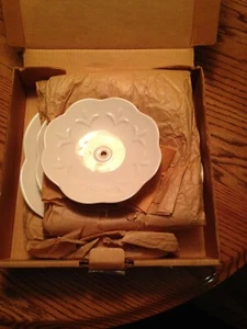 NOS Three tier server plate Calif Pottery Lea White - Picture 1 of 7