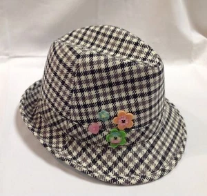 NUEVO CON ETIQUETAS Gymboree IMAGINARY FRIENDS negro blanco gris pata de gallo a cuadros sombrero fedora 5-7 - Imagen 1 de 3