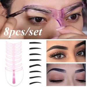 8 in1 Eyebrow Mold Eyebrow Stencils Reusable Design Eyebrow Grooming Ca CA - Picture 1 of 12