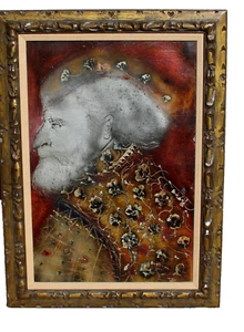 Artist Unidentified Manner of Charles Bragg Modernst Kingly Man w/Flowered Cloak - Picture 1 of 9
