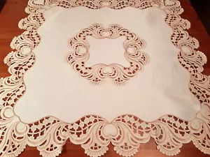 (2PCS) X 85*85cm Square (CreamLightBronzeCutout) Polyester Embroidered T/Cloth - Foto 1 di 4