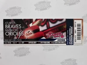 2011 Baltimore Orioles at Atlanta Braves Ticket 7/1/11 Heyward Home Run - Picture 1 of 1