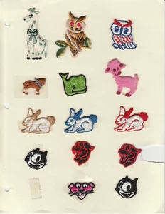 Süße Vintage Aufnäher Tiere Eulen Hasen Lamm Pony Felix Katze rosa Panther Wal - Bild 1 von 1