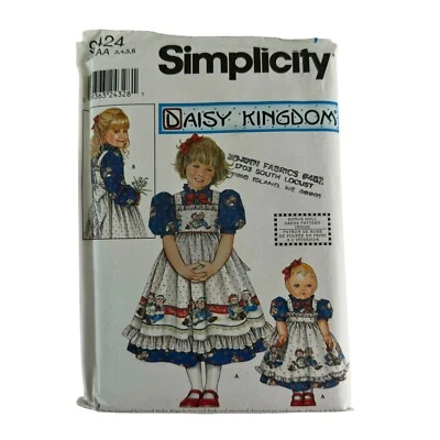 Simplicity 9424 Daisy Kingdom Childs & Doll Dress Pinafore Size AA 3-6 UNCUT - Image 1 of 3