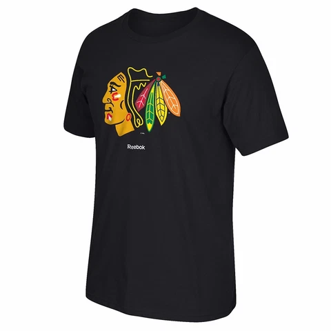 Chicago Blackhawks Reebok 'Jersey Crest' Primary Team Logo Black T-Shirt Men's Cover