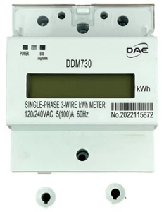 DAE DDM730 120/240V kWh Meter, 100A, 1P3W(2H1N), Internal CT, 60Hz, Pass Through - Picture 1 of 10