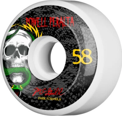 Powell Peralta Mike McGill SKULL AND SNAKE Skateboard Wheels 58mm 101a WHITE