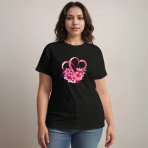 T-shirt ROCKTHOSECURVES DONNA cotone stampa nastro-cuore - Foto 1 di 35