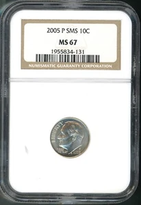 2005-SMS 10c Roosevelt Dime MS 67 NGC #1955834-131 + Bonus - Picture 1 of 2