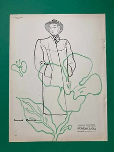 Bernard Blossac dessin 1946 Montaigne vintage fashion été mode illustration - Picture 1 of 4